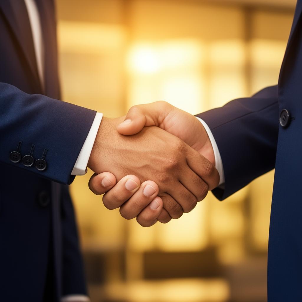 Business partnership handshake